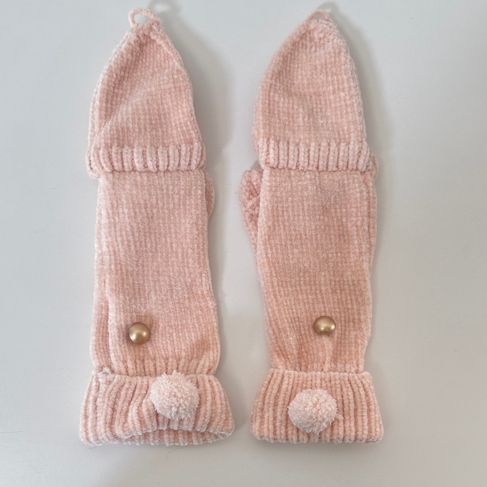 NWOT!!!Pink Knit Convertable Mittens with removable fingers and thumb holes - Picture 3 of 6